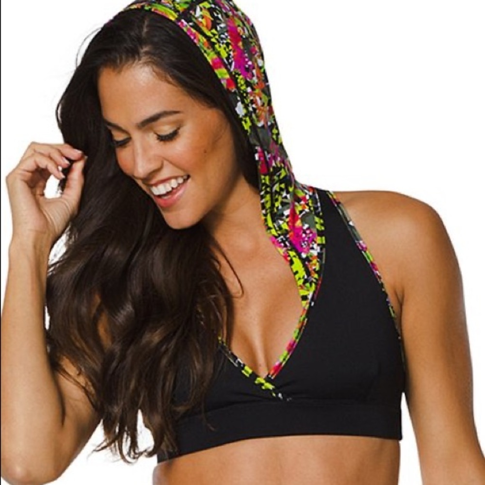 Zumba Back to Black Mashed Up Hooded Sports Bra